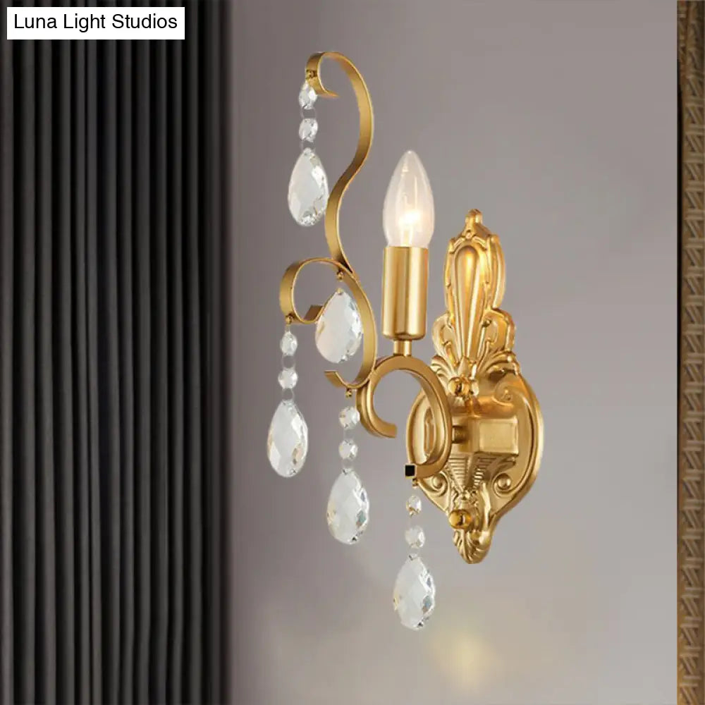 DecorBites™ Traditional Metal Candle Wall Lamp with Crystal Swag Accent - 1/2-Light Living Room Wall Mount Fixture