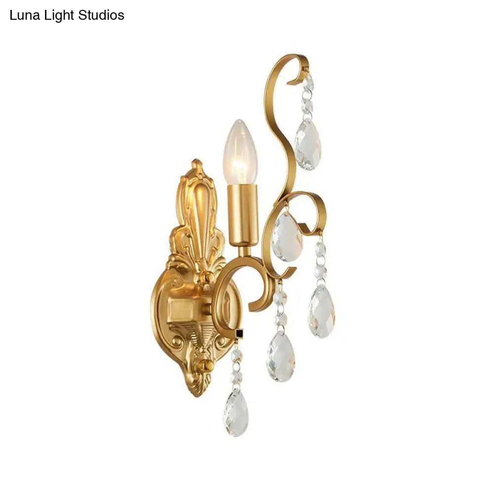 DecorBites™ Traditional Metal Candle Wall Lamp with Crystal Swag Accent - 1/2-Light Living Room Wall Mount Fixture