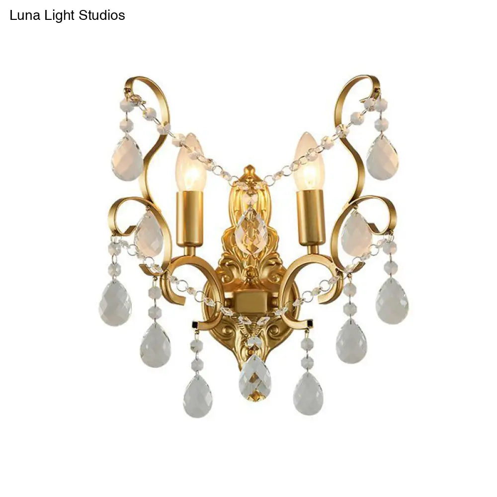 DecorBites™ Traditional Metal Candle Wall Lamp with Crystal Swag Accent - 1/2-Light Living Room Wall Mount Fixture