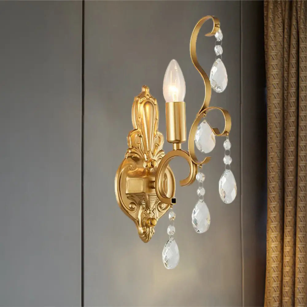 DecorBites™ Traditional Metal Candle Wall Lamp with Crystal Swag Accent - 1/2-Light Living Room Wall Mount Fixture