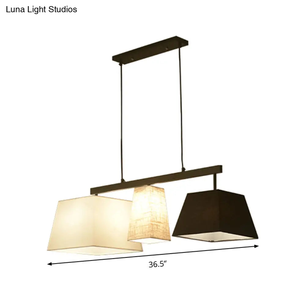 DecorBites™ Trapezoid Fabric Hanging Lamp - 3/5 Black and White Lights - Contemporary Island Light Kit