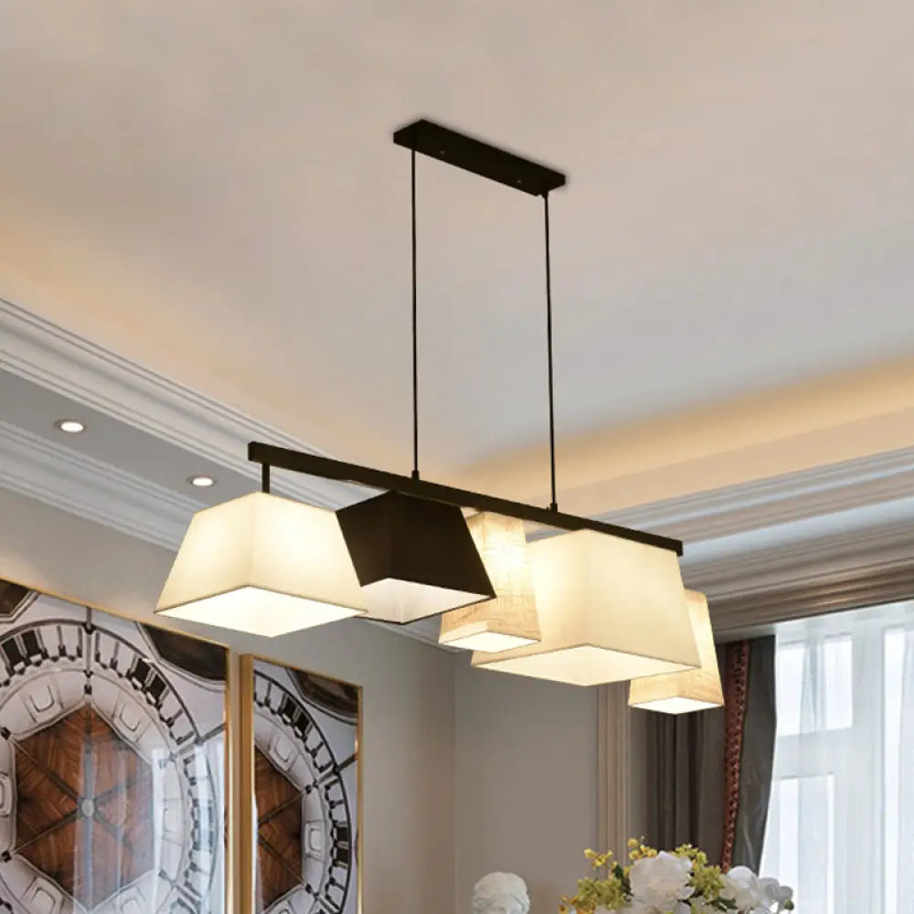 DecorBites™ Trapezoid Fabric Hanging Lamp - 3/5 Black and White Lights - Contemporary Island Light Kit