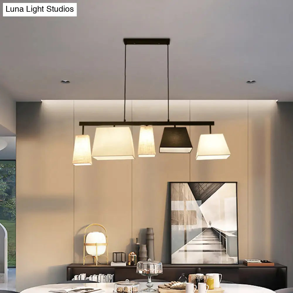 DecorBites™ Trapezoid Fabric Hanging Lamp - 3/5 Black and White Lights - Contemporary Island Light Kit