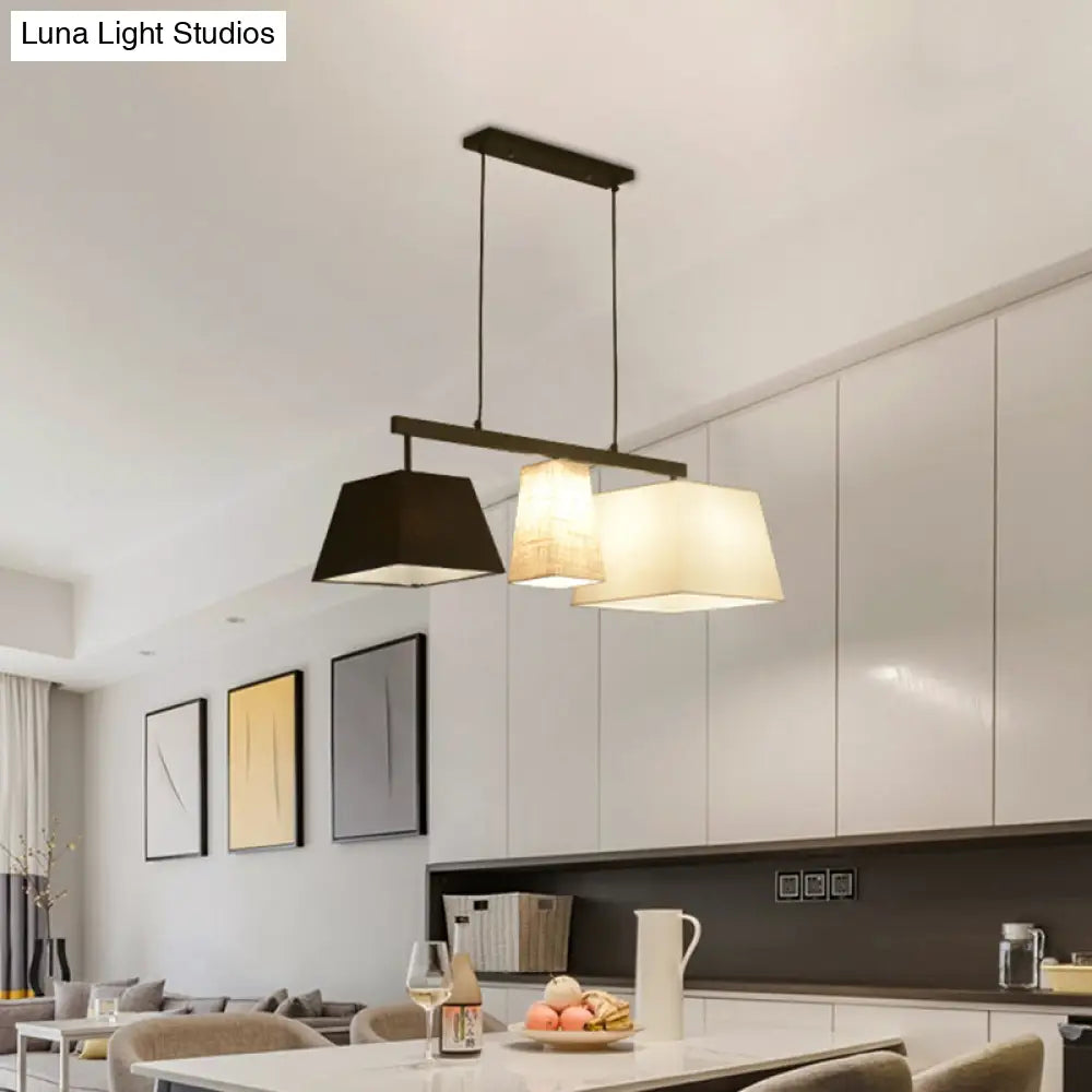 DecorBites™ Trapezoid Fabric Hanging Lamp - 3/5 Black and White Lights - Contemporary Island Light Kit