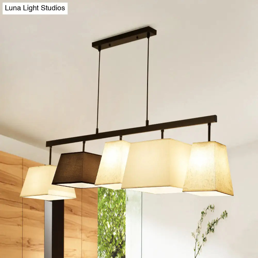 DecorBites™ Trapezoid Fabric Hanging Lamp - 3/5 Black and White Lights - Contemporary Island Light Kit