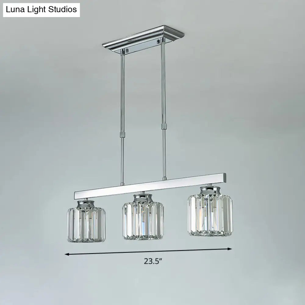 DecorBites™ Tri-Sided Crystal Rod Silver Pendant Light for Dining Room and Kitchen Island