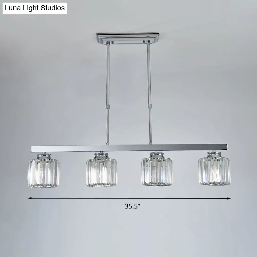 DecorBites™ Tri-Sided Crystal Rod Silver Pendant Light for Dining Room and Kitchen Island