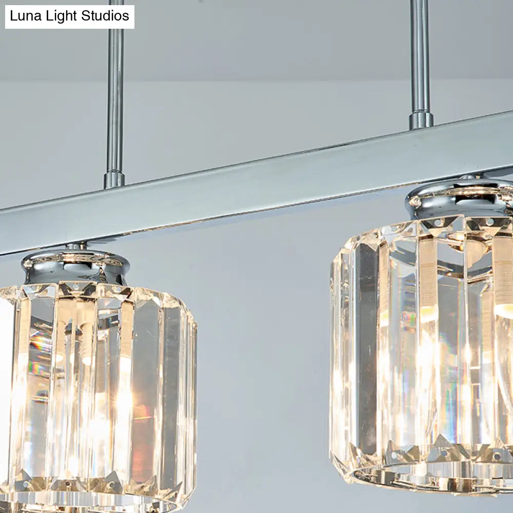 DecorBites™ Tri-Sided Crystal Rod Silver Pendant Light for Dining Room and Kitchen Island