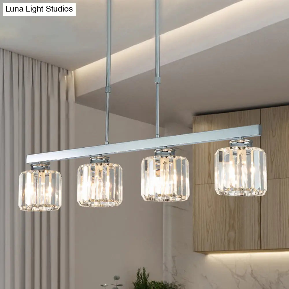 DecorBites™ Tri-Sided Crystal Rod Silver Pendant Light for Dining Room and Kitchen Island