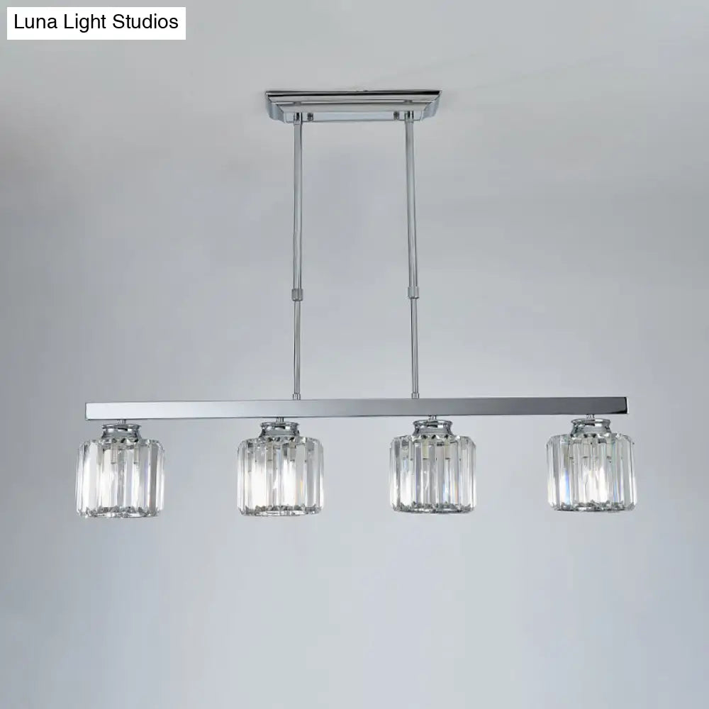 DecorBites™ Tri-Sided Crystal Rod Silver Pendant Light for Dining Room and Kitchen Island