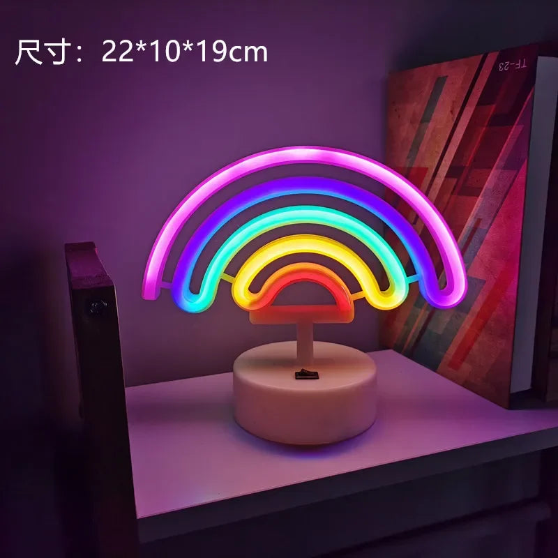 DecorBites™ USB LED Neon Sign Light Holiday Flamingo Night Lamp Xmas Party Wedding Decoration Home Gift cloud Heart Neon Light