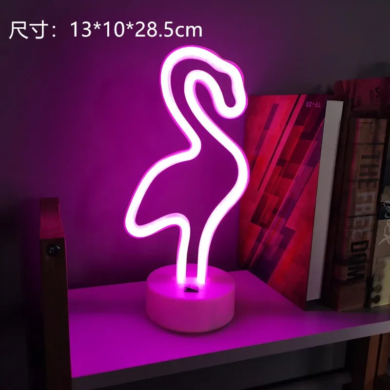 DecorBites™ USB LED Neon Sign Light Holiday Flamingo Night Lamp Xmas Party Wedding Decoration Home Gift cloud Heart Neon Light