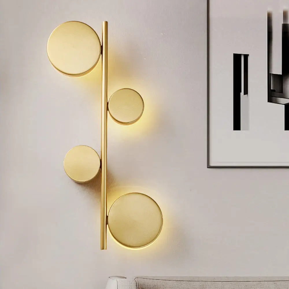 DecorBites™ Vertical Linear Sconce Light: Black/Gold Finish, Post-Modern Design with 3 LED Metal Wall Lamp Heads