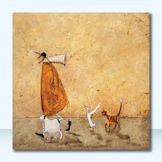 DecorBites™ Vintage Nordic Abstract Landscape Dog Canvas Art