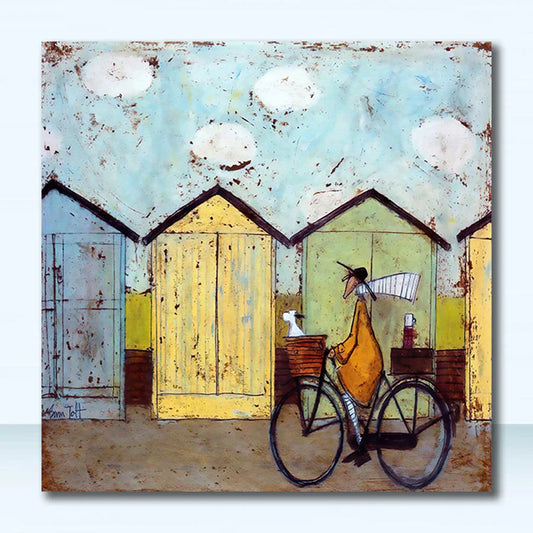 DecorBites™ Vintage Nordic Abstract Landscape Dog Canvas Art
