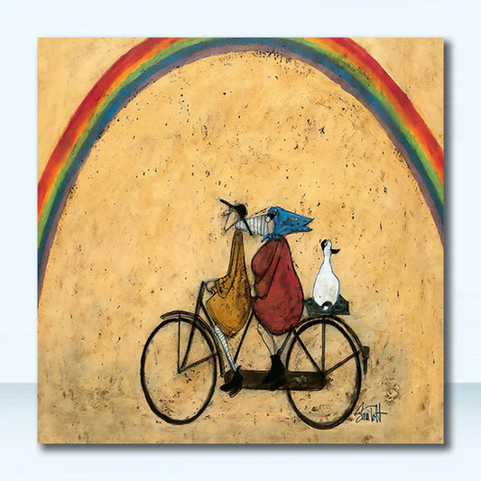 DecorBites™ Vintage Nordic Abstract Landscape Dog Canvas Wall Art