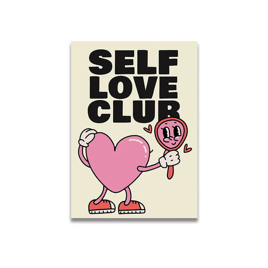 DecorBites™ Vintage Pink Cartoon Print Canvas Wall Art