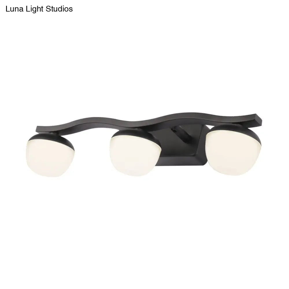 DecorBites™ Wave Design Black Acrylic 3-Head Vanity Lamp for Contemporary Bedroom Wall Lighting