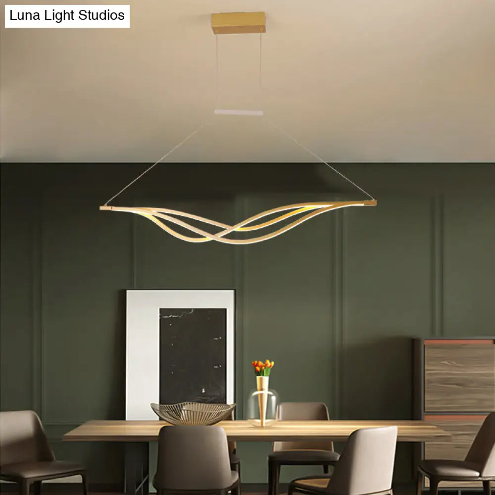 DecorBites™ Wave-shaped Metal LED Island Light Fixture: Minimalist Hanging Lamp for Dining Room