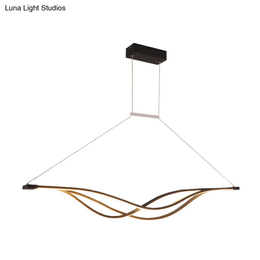 DecorBites™ Wave-shaped Metal LED Island Light Fixture: Minimalist Hanging Lamp for Dining Room