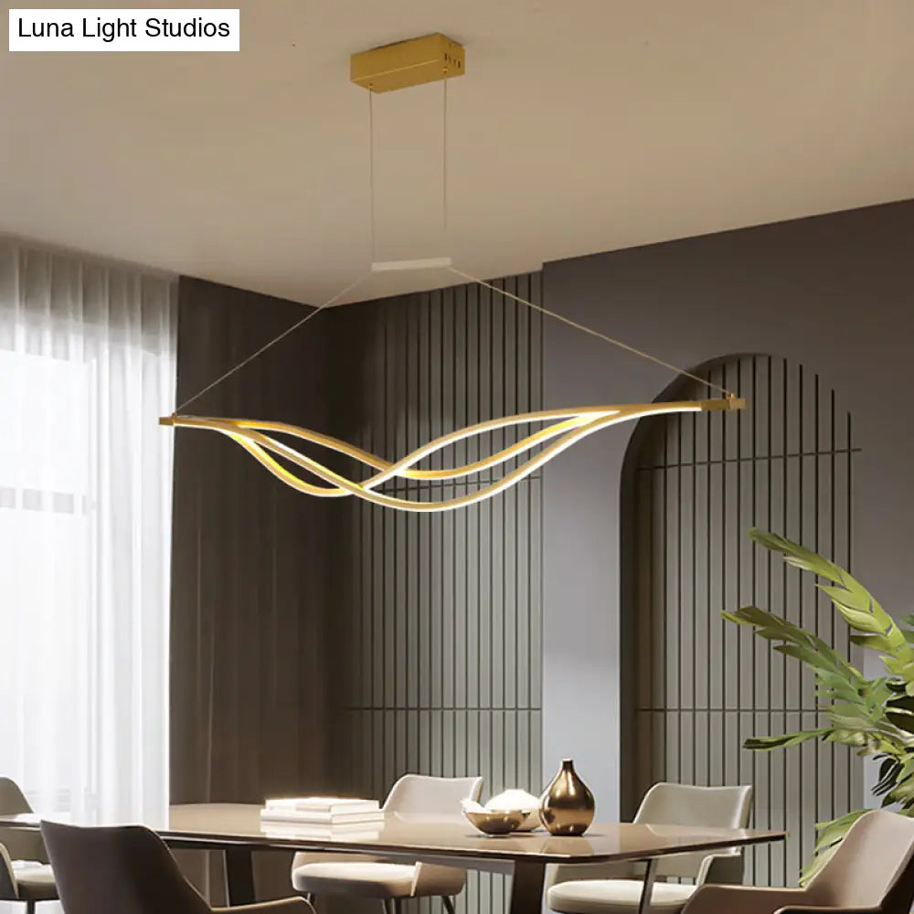 DecorBites™ Wave-shaped Metal LED Island Light Fixture: Minimalist Hanging Lamp for Dining Room