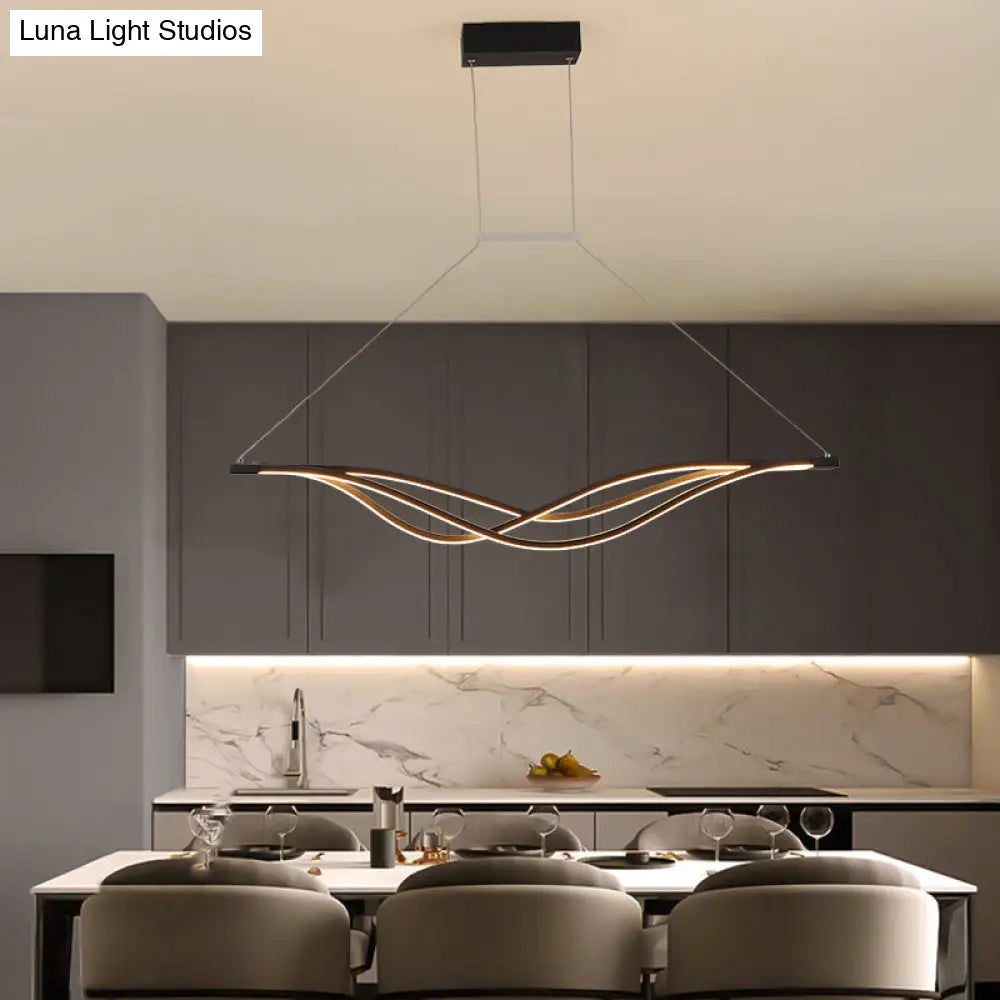DecorBites™ Wave-shaped Metal LED Island Light Fixture: Minimalist Hanging Lamp for Dining Room