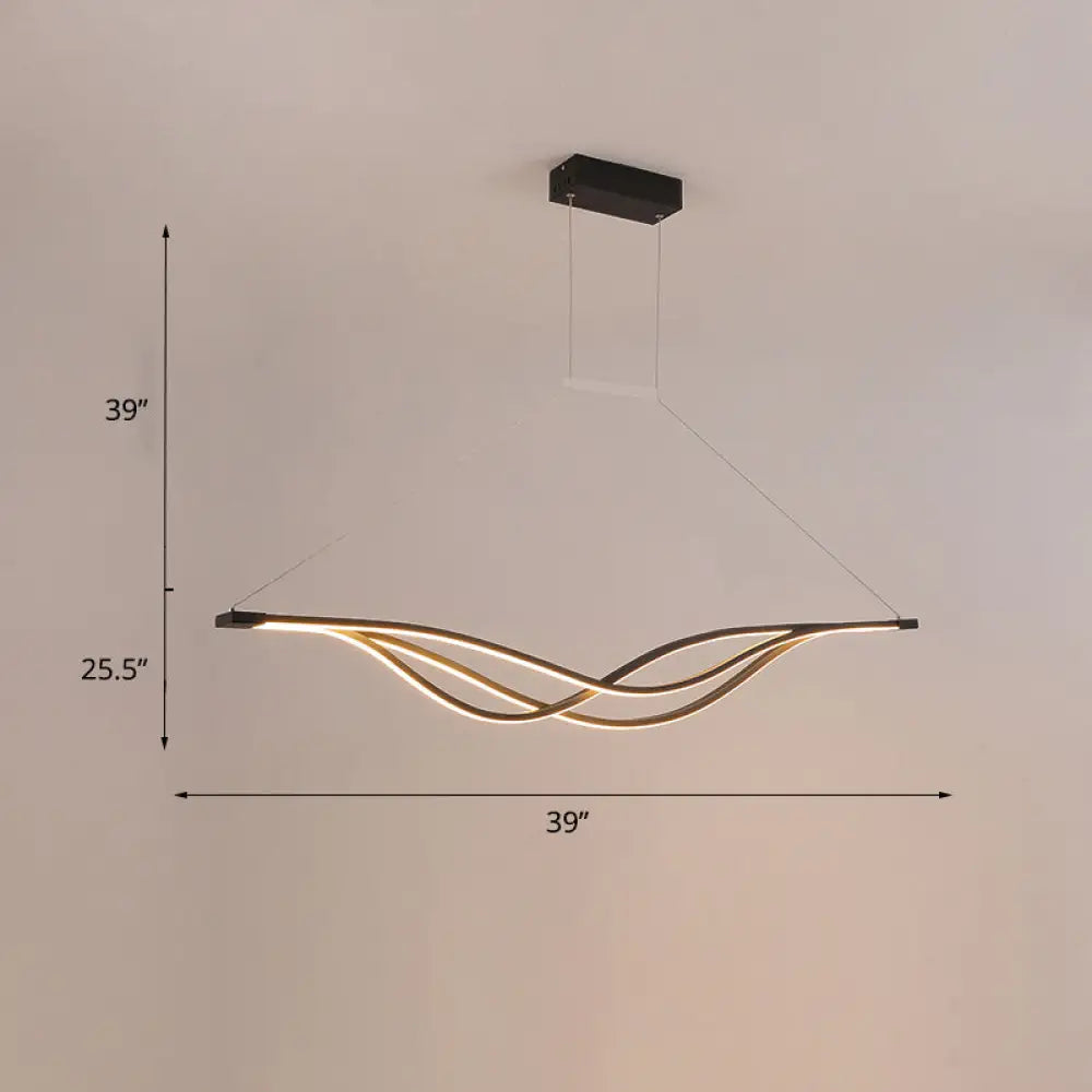 DecorBites™ Wave-shaped Metal LED Island Light Fixture: Minimalist Hanging Lamp for Dining Room