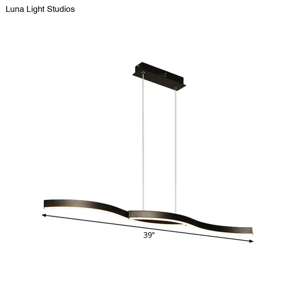 DecorBites™ Waves Island Lamp: Contemporary Aluminum LED Pendant Lighting - 39"/47" L - Black Fixture for Dining Room