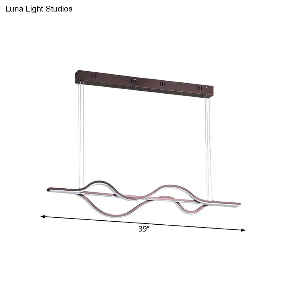 DecorBites™ Wavy Linear Island Light Acrylic LED Pendant in Brown with Adjustable Color: Warm, White, Natural