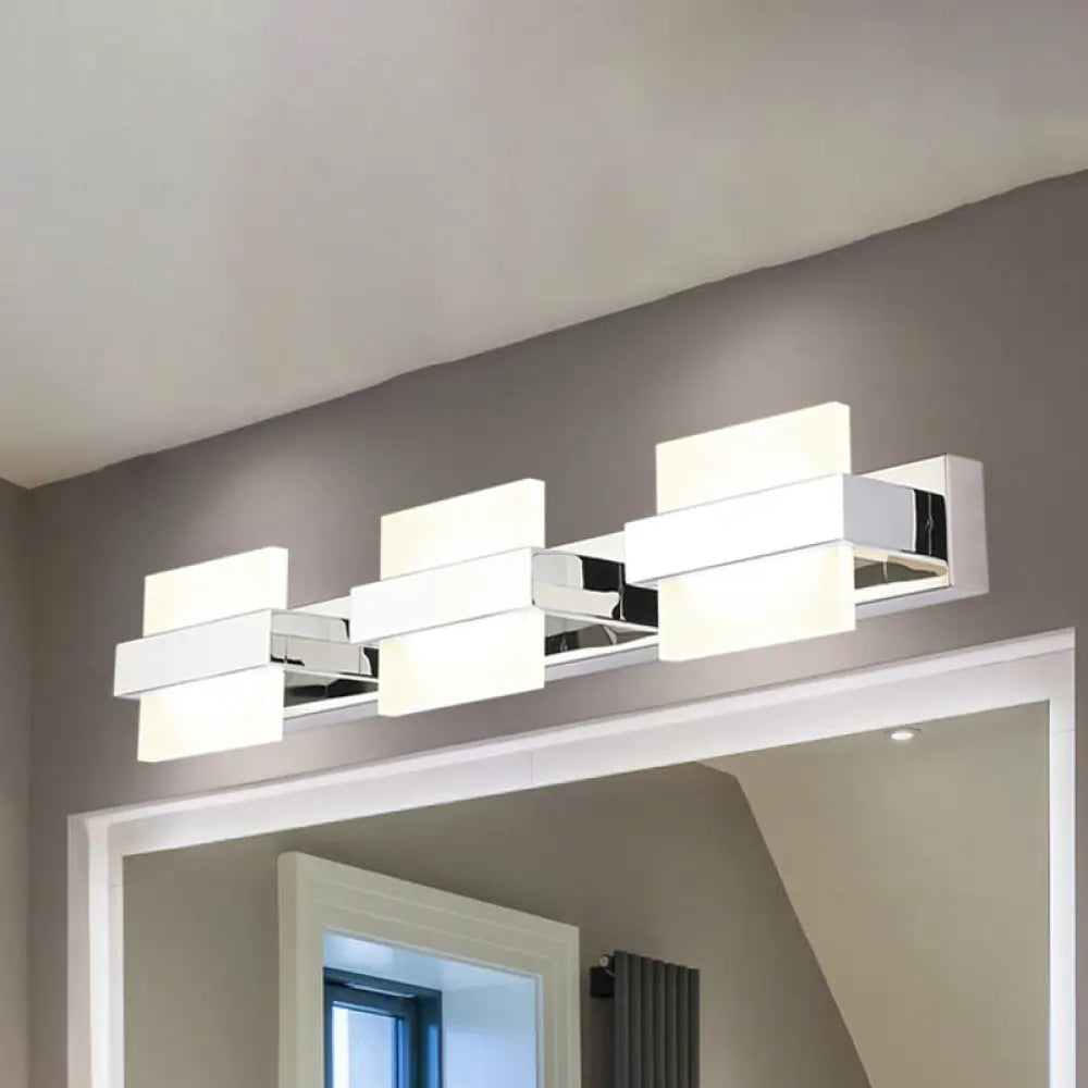 DecorBites™ White Acrylic LED Vanity Wall Light: Simple Square Fixture, 3/4 Lights, Bathroom Mirror Lamp