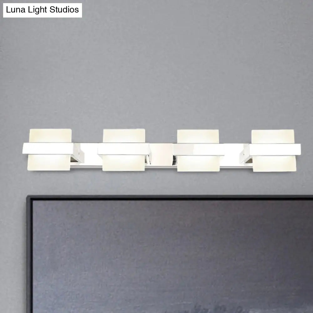 DecorBites™ White Acrylic LED Vanity Wall Light: Simple Square Fixture, 3/4 Lights, Bathroom Mirror Lamp