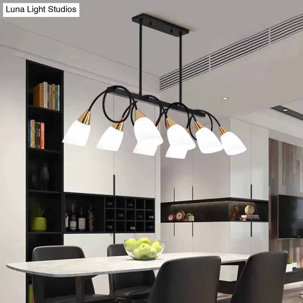 DecorBites™ White Glass Tulip Suspension Light – Modern Island Ceiling Fixture for Dining Room