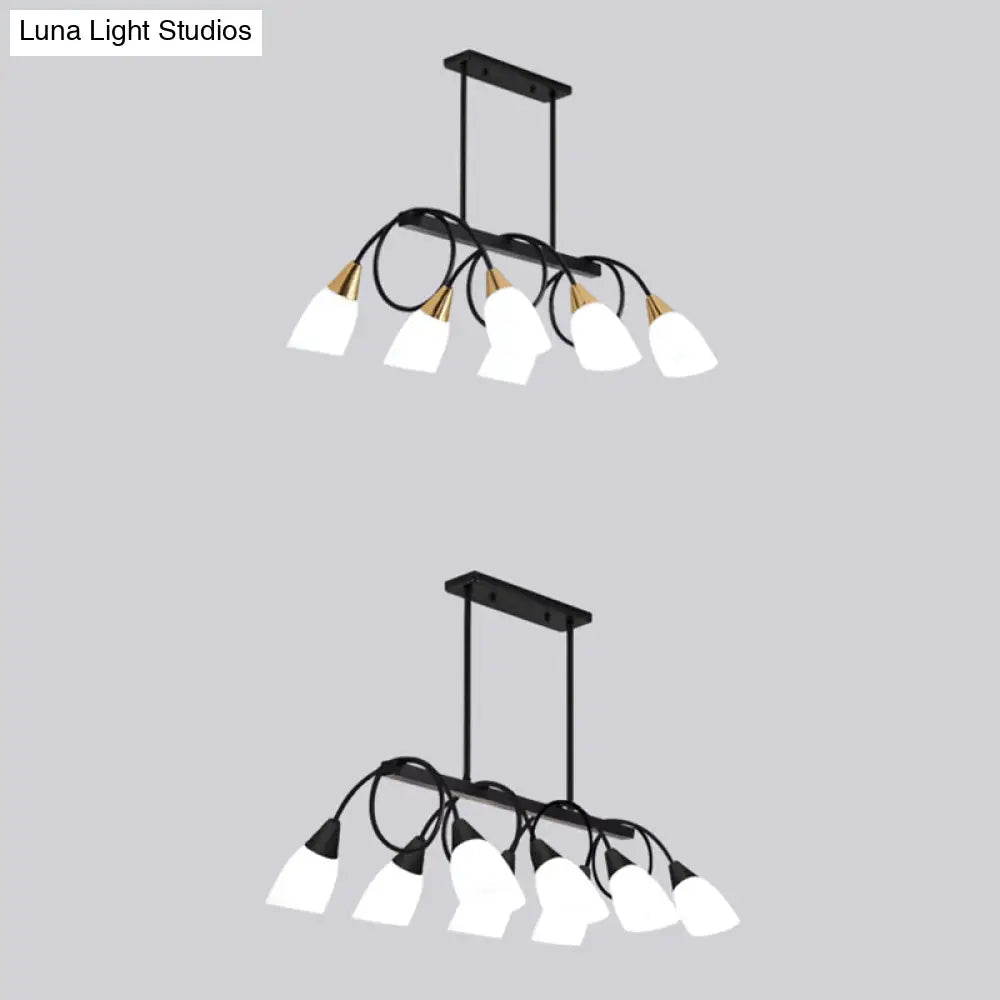 DecorBites™ White Glass Tulip Suspension Light – Modern Island Ceiling Fixture for Dining Room