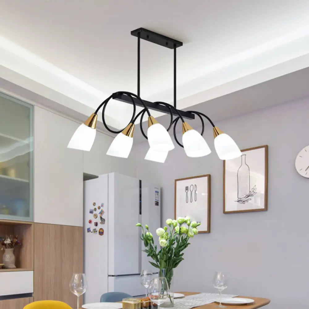 DecorBites™ White Glass Tulip Suspension Light – Modern Island Ceiling Fixture for Dining Room