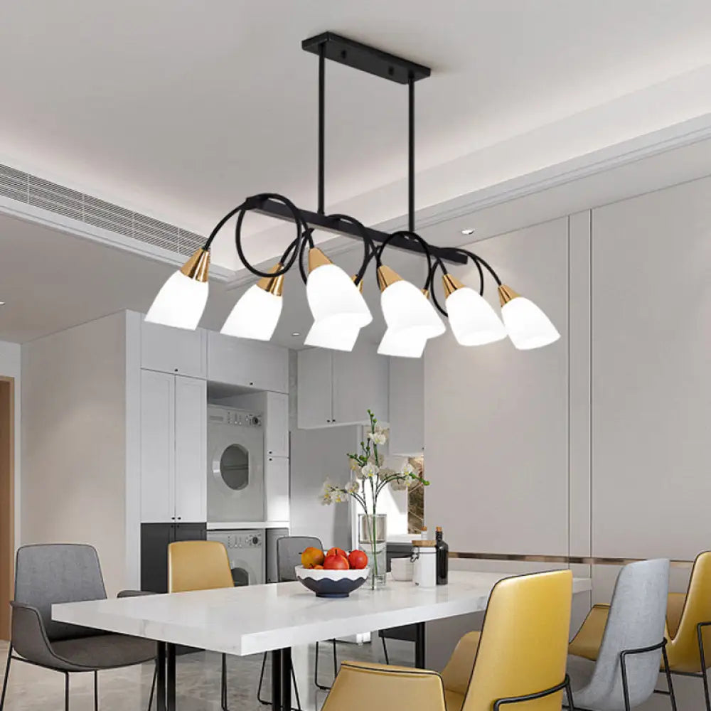 DecorBites™ White Glass Tulip Suspension Light – Modern Island Ceiling Fixture for Dining Room