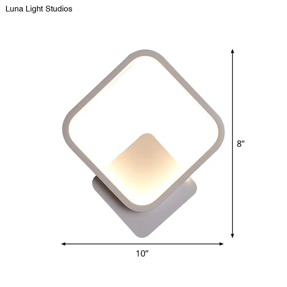 DecorBites™ White LED Fillet Square Ring Acrylic Sconce Light - Wall Mounted Lamp in Warm/White Light, 10"/12" Wide