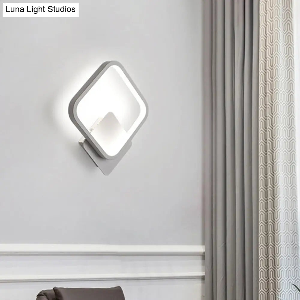 DecorBites™ White LED Fillet Square Ring Acrylic Sconce Light - Wall Mounted Lamp in Warm/White Light, 10"/12" Wide