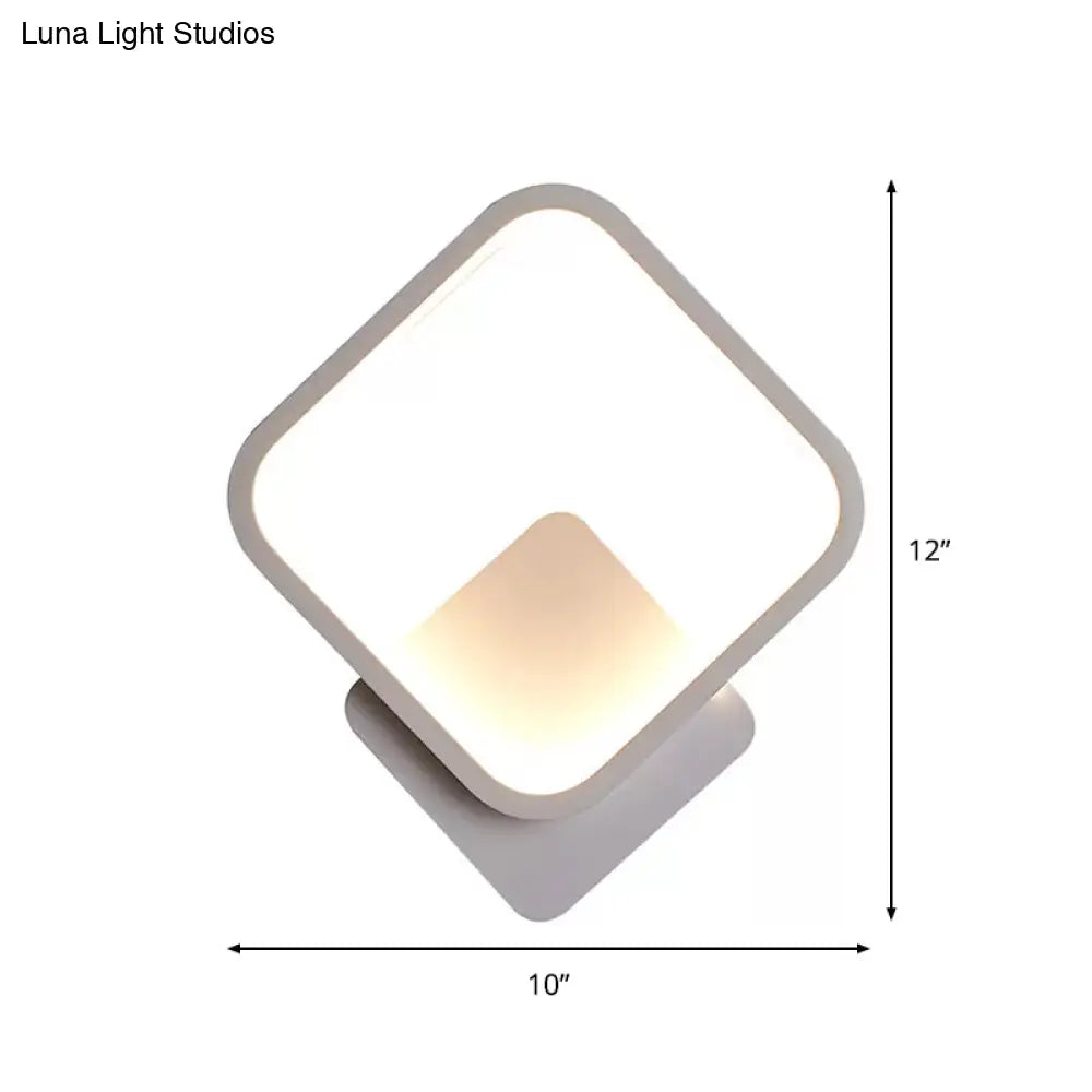 DecorBites™ White LED Fillet Square Ring Acrylic Sconce Light - Wall Mounted Lamp in Warm/White Light, 10"/12" Wide