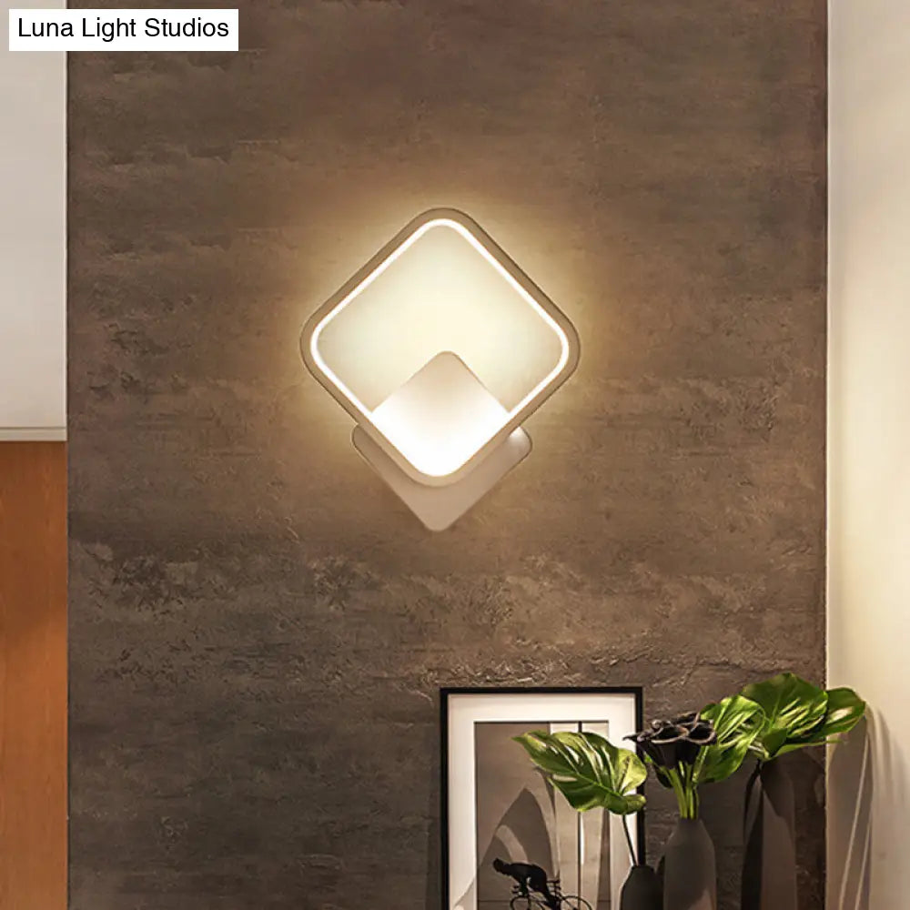 DecorBites™ White LED Fillet Square Ring Acrylic Sconce Light - Wall Mounted Lamp in Warm/White Light, 10"/12" Wide