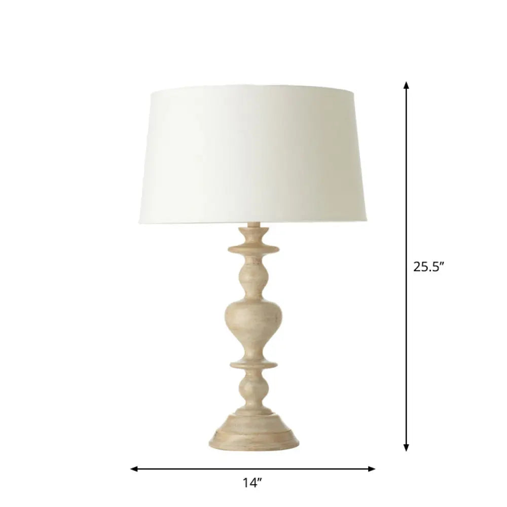 DecorBites™ White Resin Base Fabric Nightstand Lamp with Classic Tapered Design