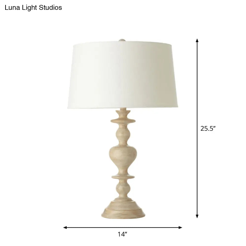 DecorBites™ White Resin Base Fabric Nightstand Lamp with Classic Tapered Design
