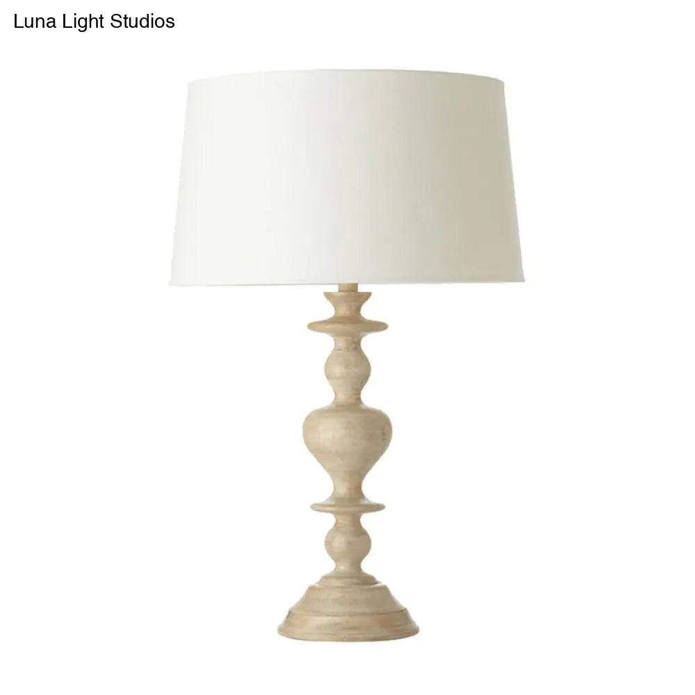 DecorBites™ White Resin Base Fabric Nightstand Lamp with Classic Tapered Design