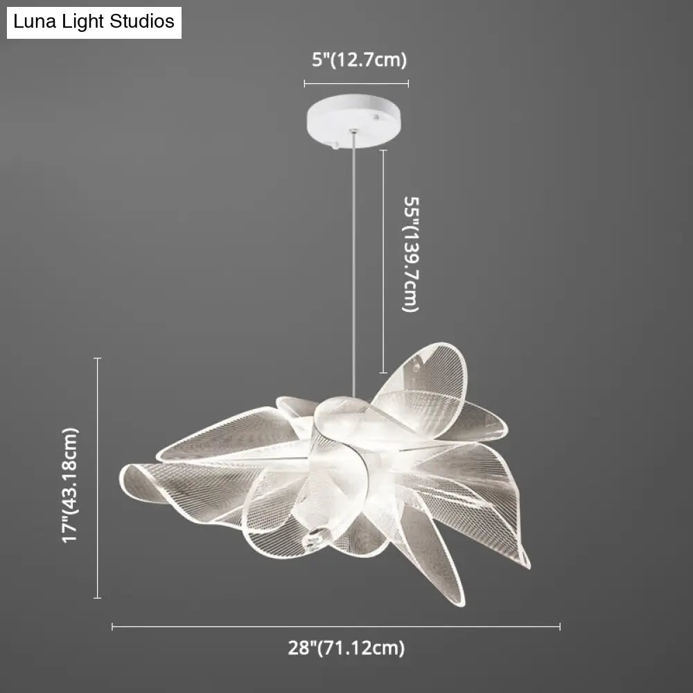 DecorBites™ White Tulle-Like Floral Chandelier LED Cafe Light Fixture
