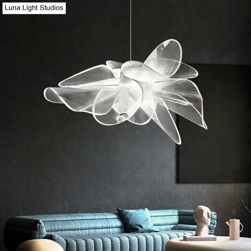 DecorBites™ White Tulle-Like Floral Chandelier LED Cafe Light Fixture