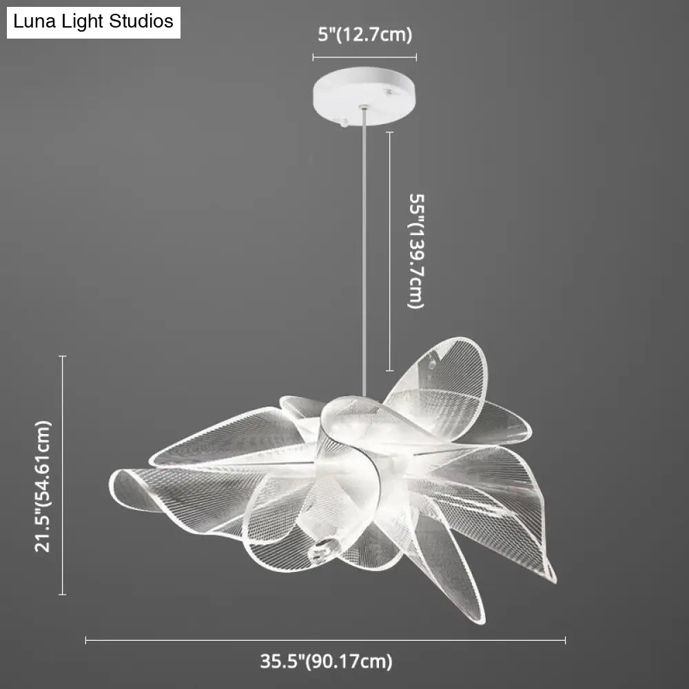 DecorBites™ White Tulle-Like Floral Chandelier LED Cafe Light Fixture