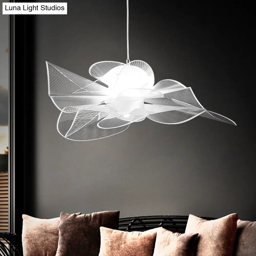 DecorBites™ White Tulle-Like Floral Chandelier LED Cafe Light Fixture