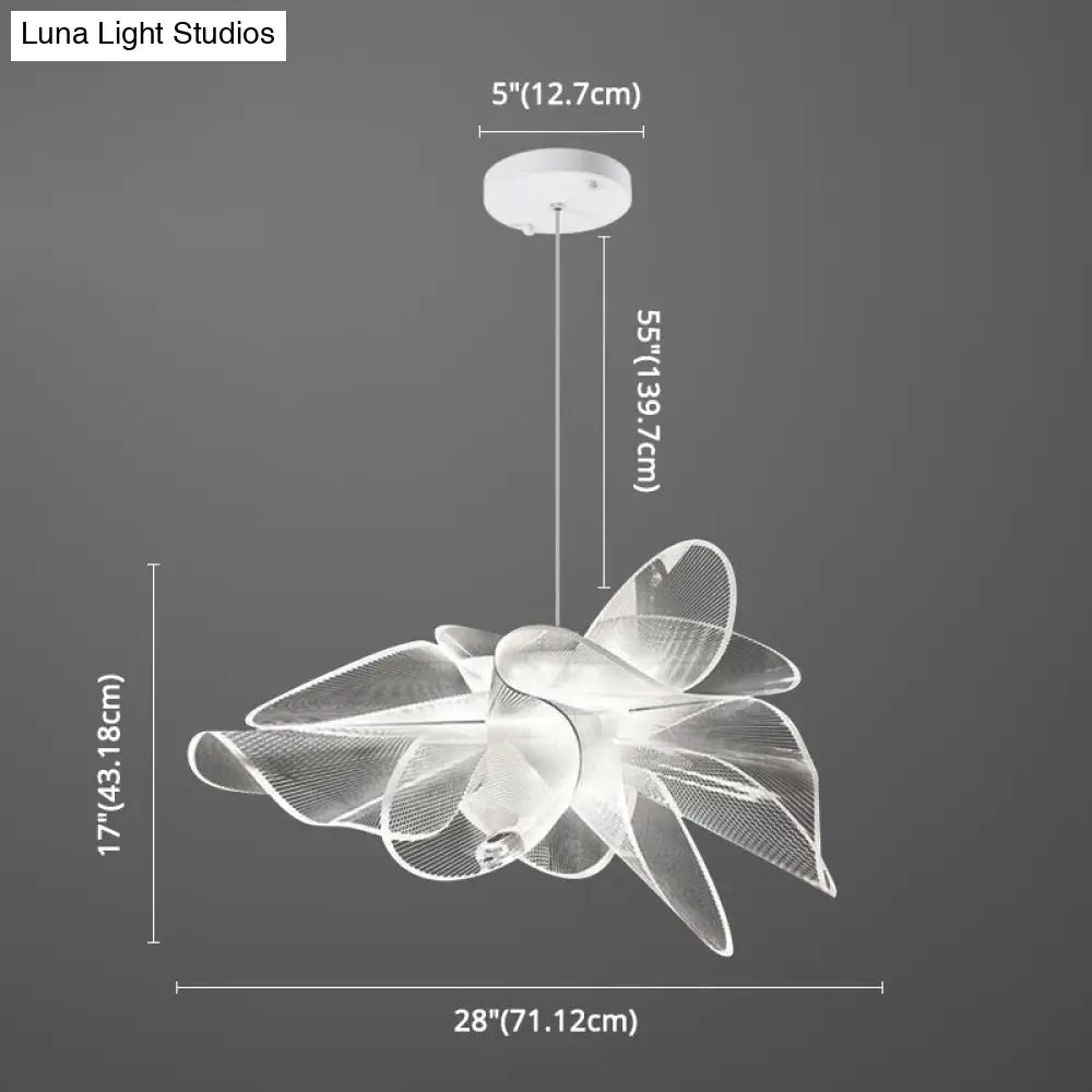 DecorBites™ White Tulle-Like Floral Chandelier LED Cafe Light Fixture