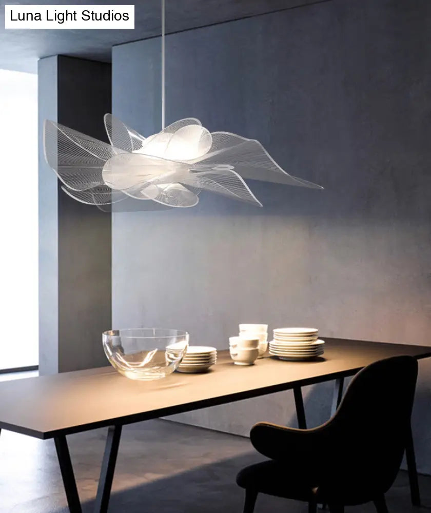 DecorBites™ White Tulle-Like Floral Chandelier LED Cafe Light Fixture