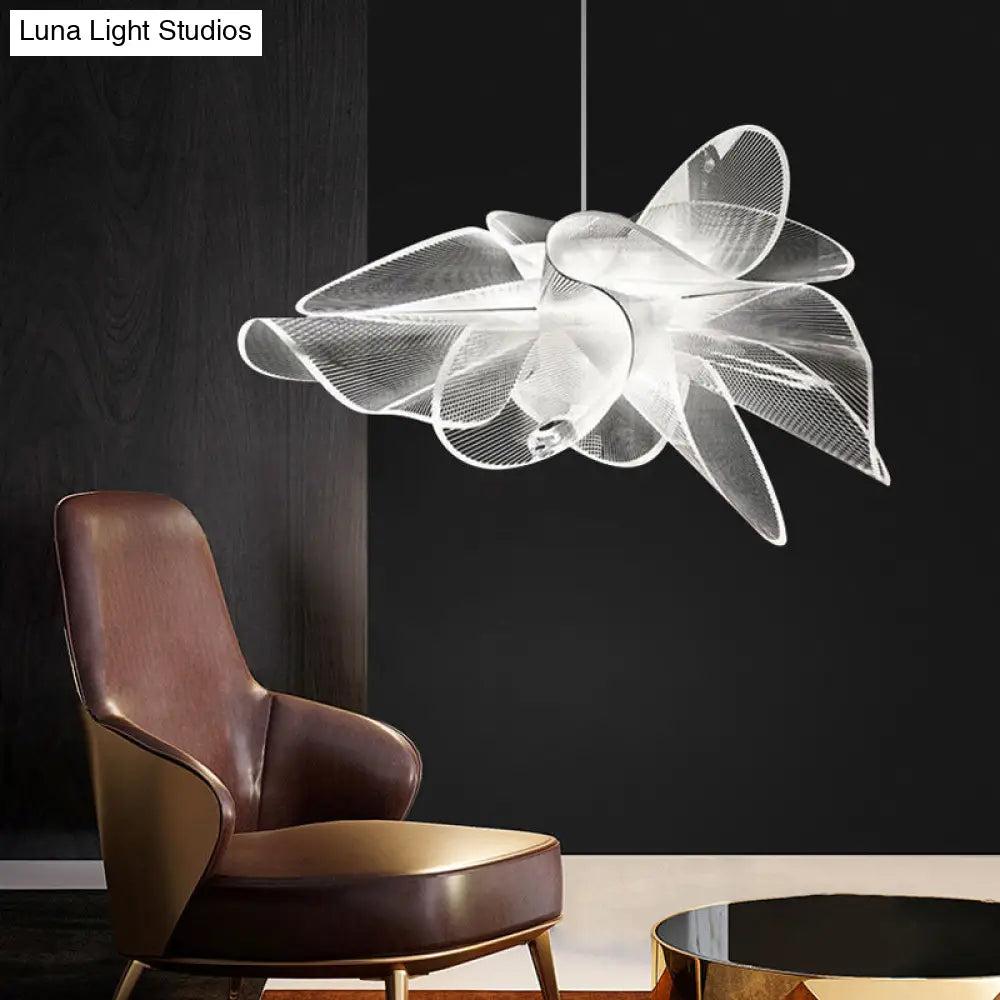 DecorBites™ White Tulle-Like Floral Chandelier LED Cafe Light Fixture