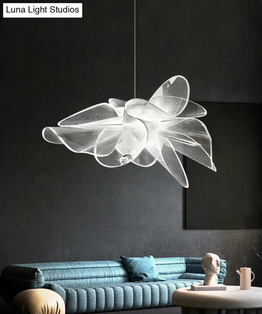 DecorBites™ White Tulle-Like Floral Chandelier LED Cafe Light Fixture